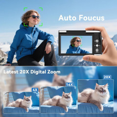 8K WiFi Vlogging Camera 96MP 20X Zoom 3.5 Flip Screen for Beginners