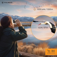 VULNESS 8X21 Mini Travel Binoculars for Adults, Compact Black Design