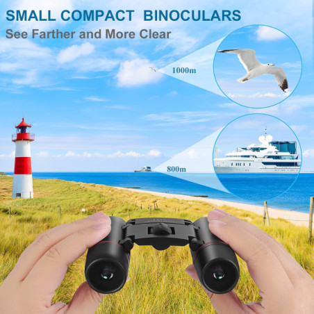 AHFLRITO Compact Lightweight Waterproof Binoculars, Foldable for Adults & Kids - Travel, Birdwatching, Theater