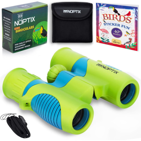 Vibrant Green Blue Kids Binoculars for Ages 4-8 – Durable, Real Binoculars for Kids