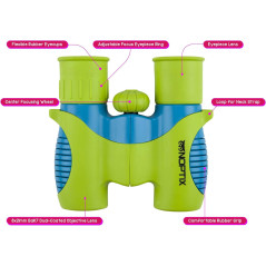 Kid's Binoculars Ages 4-8 - Vibrant Green & Blue Colors