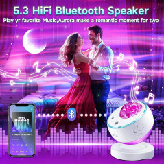 LED Aurora Star Galaxy Projector Night Light with Bluetooth Speaker