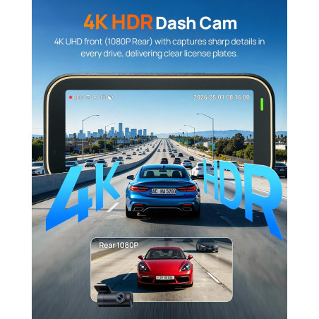 70mai A810 Lite 4K Dash Cam Front & Rear, 5GHz Wi-Fi 6, 4G LTE Remote, GPS, HDR, Night Vision, Parking Mode
