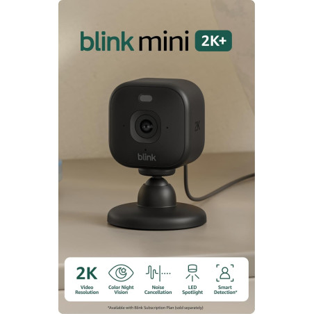 Blink Mini 2K+ Home & Pet Security Camera – 2-Pack, Night Vision, Audio