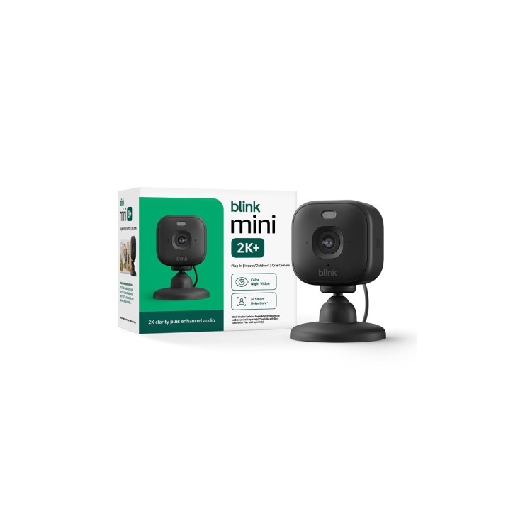Blink Mini 2K+ Indoor Security Camera (Black) – Plug-in, 2K Video, Night Vision, Motion Detection, Enhanced Audio