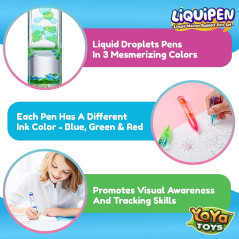 YoYa Toys Liquipen 3-Pack Liquid Motion Bubbler Pens - Colorful Timer Fidget Toys for Focus & Stress Relief