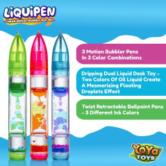 YoYa Toys Liquipen 3 Pack - Stylos Bulle Colorés Anti-Stress