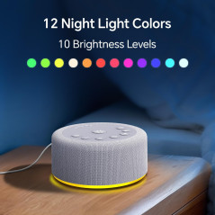 Sound Machine Night Light: 30 Sounds, 12 Lights, Timers & Volume Control
