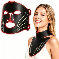 Masque Thérapie Lumière Rouge Visage & Cou, 640 LEDs, 4 Modes
