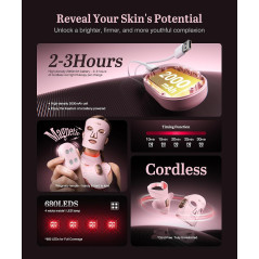 Red Light Therapy Mask for Face & Neck with 850nm NIR & 660nm Red LED, 4 Modes
