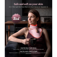 Masque LED Rouge Visage & Cou 850nm NIR, 4 Modes Efficaces