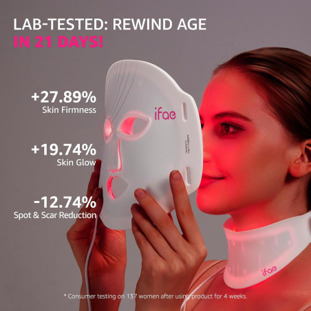 IFAE Red Light Therapy Mask with 396 LEDs for Face & Neck Rejuvenation