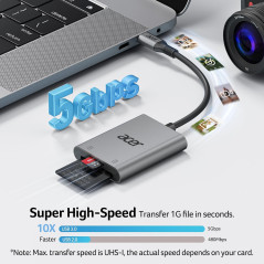 Acer Lecteur Carte SD USB-C Double Slot Type-C rapide