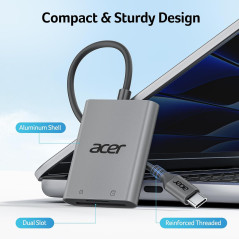 Acer USB-C SD Card Reader with Dual Slots | Type C Memory Card Reader