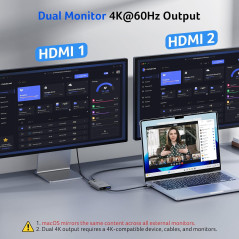 Acer Hub USB C 4-en-1 Type C vers Dual HDMI 4K@60Hz