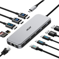 Station d'Accueil Acer 11-en-1 USB-C 3 Écrans Moniteurs