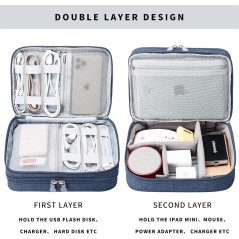 Sac Organisateur Câbles Lanola Bleu Foncé - Double Couches