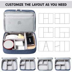 Lanola Dark Blue Travel Cable Organizer Bag – Portable Double Layer Case