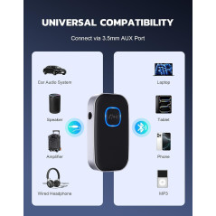 COMSOON Bluetooth Car Receiver, 3.5mm AUX Adapter for Wireless Audio
