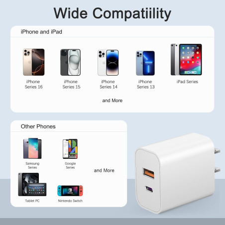Chargeur USB-C Rapide Multiport Adaptateur Type C Compact