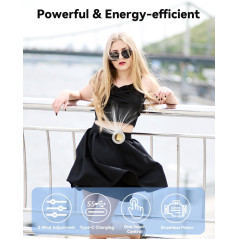 Portable Silent Mini Bladeless Clip-On Fan, Adjustable 3-Speed for Travel & Office