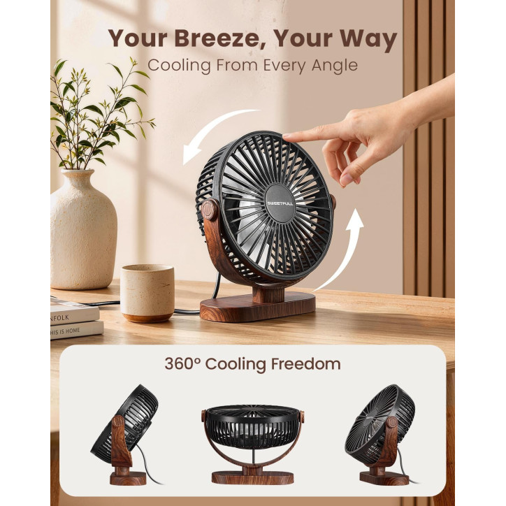 SWEETFULL Small USB Desk Fan, Quiet Mini Desktop Table Fan for Office - Black SWEETFULL Small USB Desk Fan, Quiet Mini Desktop Table Fan for Office - Black