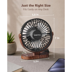 SWEETFULL Small USB Desk Fan - Quiet Mini Desktop Fan, Black