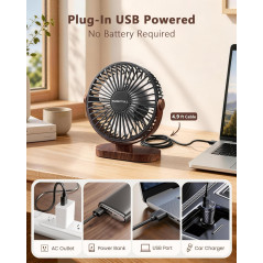 SWEETFULL Small USB Desk Fan - Quiet Mini Desktop Fan, Black