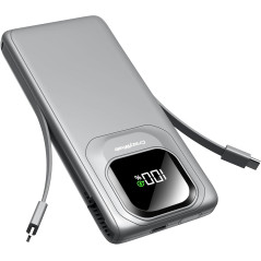 Chargeur Portable 22.5W 10000mAh avec Câbles Intégrés & LED