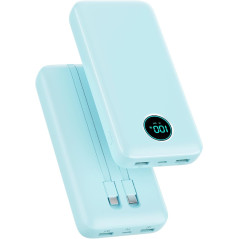 Portable 40,800mAh Power Bank with Built-in Cables, 25W PD & QC 4.0 Fast Charging for iPhone & Android