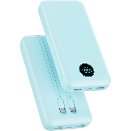 Portable 40,800mAh Power Bank with Built-in Cables, 25W PD & QC 4.0 Fast Charging for iPhone & Android