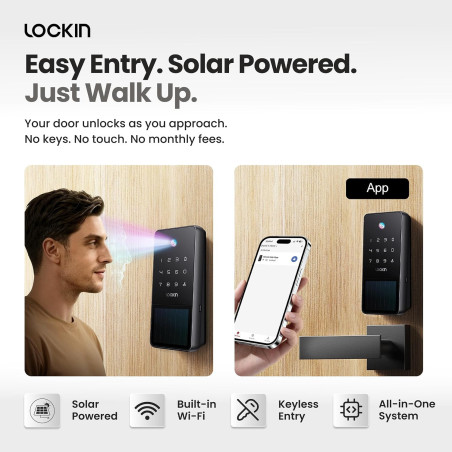 Lockin Veno Solar Face Smart Lock – Keyless Face Recognition Deadbolt