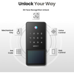 Lockin Veno Solar Face Smart Lock – Serrure connectée sans clé à reconnaissance faciale