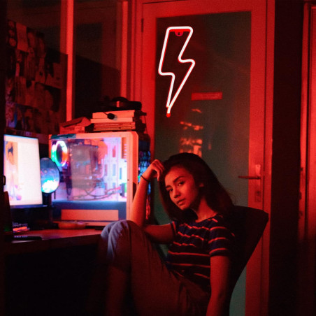 Enseigne Néon Éclair Rouge Lumineuse pour Décoration Murale