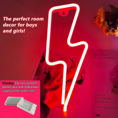 Red Lightning Bolt Neon Sign – Vibrant Wall Decor Light Fixture
