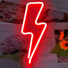 Red Lightning Bolt Neon Sign – Vibrant Wall Decor Light Fixture