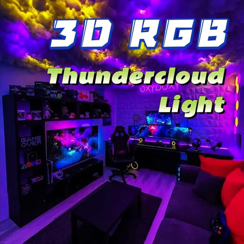 Lumière Murale LED 16ft Nuage 3D RGB pour Jeux & Fêtes