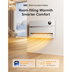 Chauffage Mural DREO 1500W Blanc pour Chambre - Efficace