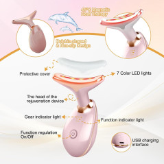7 Color Rose Gold Face & Neck Massager - Portable Facial Skin Care Tool