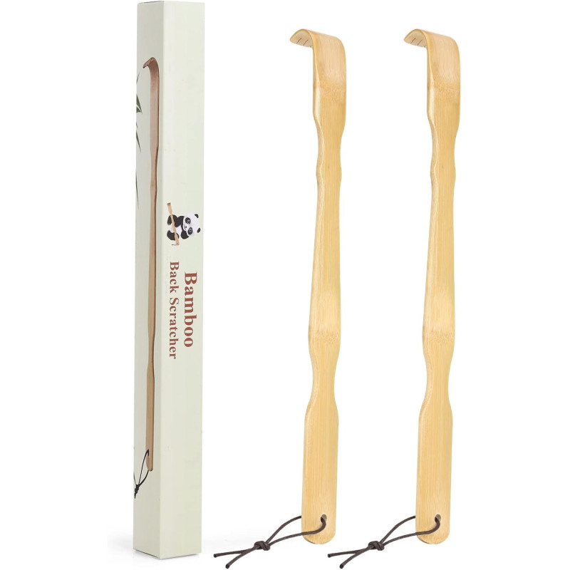 YIMICOO 2-Pack Bamboo Back Scratchers, 17 Long Handle Gift Set