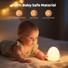 MediAcous Kids Night Light – 7-Color Changing Egg Lamp for Nursery and Bedroom