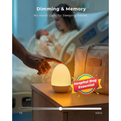 Egg Light for Nursery – Touch Control, Rechargeable, 17 Colors, Dimmable Night Light for Babies & Kids