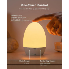 Egg Light for Nursery - Rechargeable, Dimmable, 17 Colors, Eye-Caring
