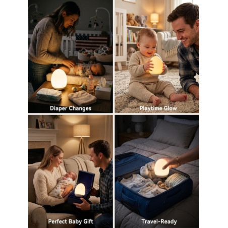 Egg-Shaped Night Light for Kids | Baby Nursery Soft Glow Lamp