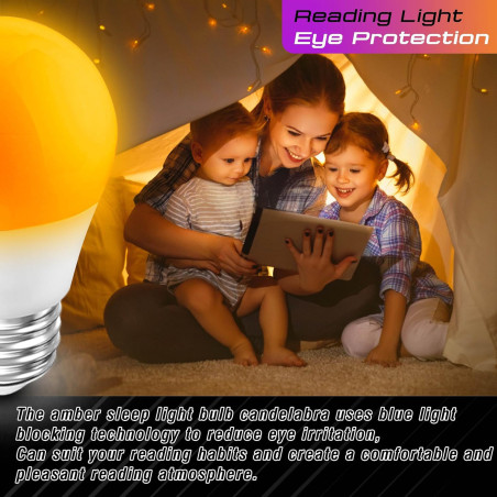 Amber Sleep Light Bulbs 1800K Warm Orange Night Light Bulbs for Relaxing Ambiance