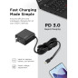 Lenovo USB-C 65W Wall Charger PD 3.0 - Slim, Portable Power Adapter with 5.9ft Cable for Laptops & Devices