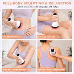 Appareil de Massage Drainage Lymphatique Anti-Cellulite avec Microcourant, Lumière Rouge, Chaleur & Vibration