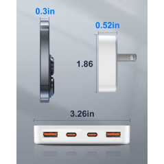 Chargeur USB C Mural 4 Ports PD20W Rapid Blanc Slim