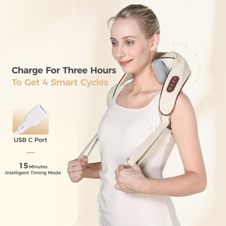 KppeX 6D Neck Massager Pillow with Heat for Deep-Tissue Pain Relief and Relaxation