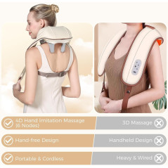 KppeX 6D Neck Massager Pillow with Heat for Deep-Tissue Pain Relief